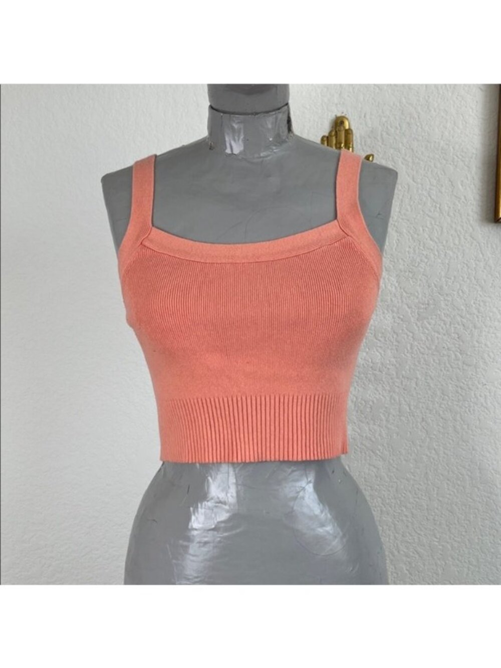 Everlane The Cropped Sweater Cami Knit Ribbed Peach